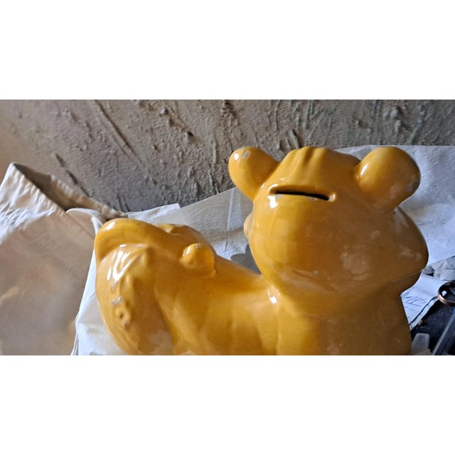 vintage 1960s ceramic yellow cat bank.