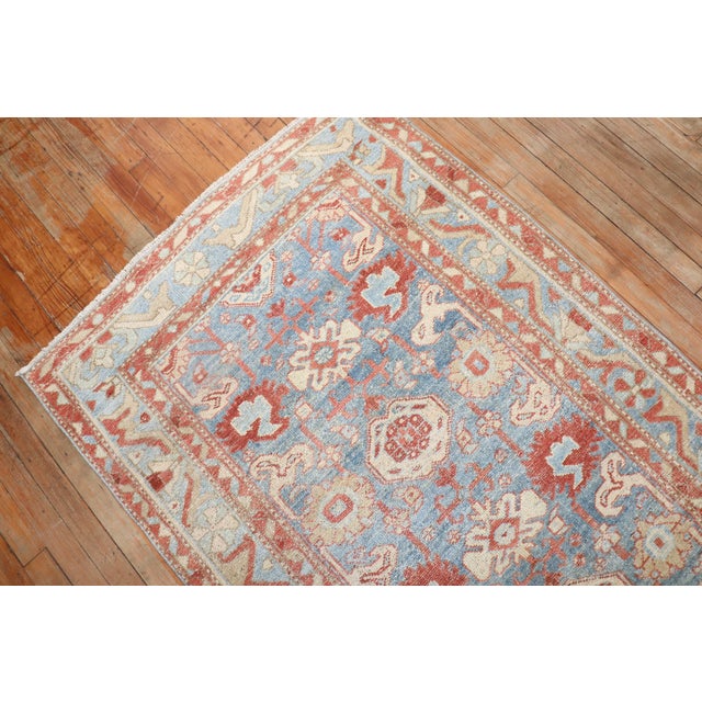 Textile Antique Zabihi Collection Persian Malayer Blue Runner - 3'4" x 8'8" For Sale - Image 7 of 8