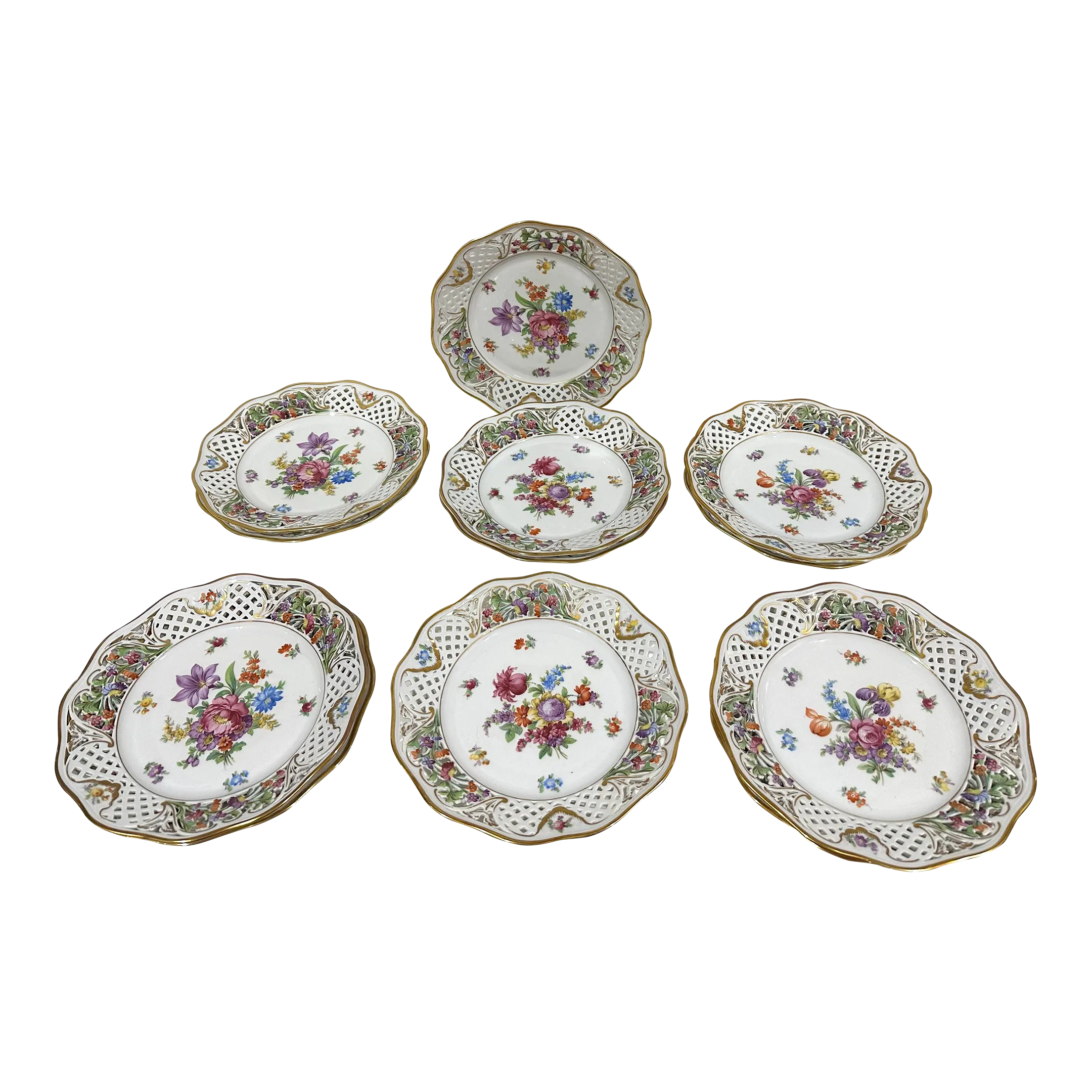 1940s Schumann Chateau Dresden Plates Bavaria- Set of 12 | Chairish