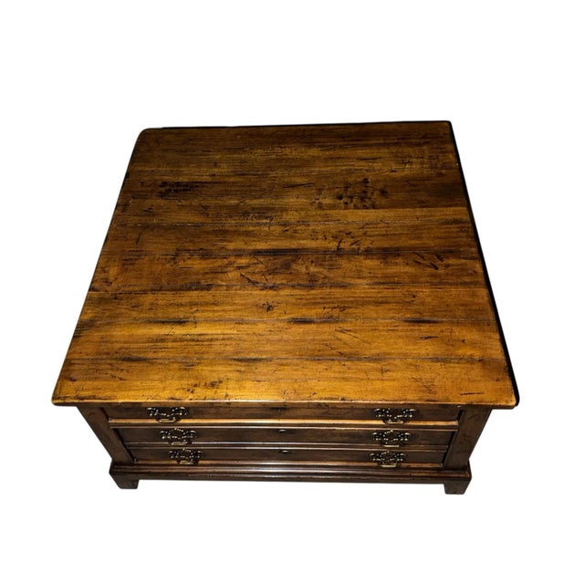 Metal Mid 20th Century Century Furniture Square Campaign-Style Commode/Cocktail Table (36" W) For Sale - Image 7 of 17