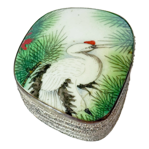 Vintage Crane Porcelain Shard Trinket Box