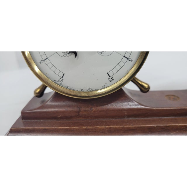 Vintage 1950s Swift Anderson Humidity Temperature Barometer Brass Ships Wheel Desk Set For Sale - Image 6 of 7