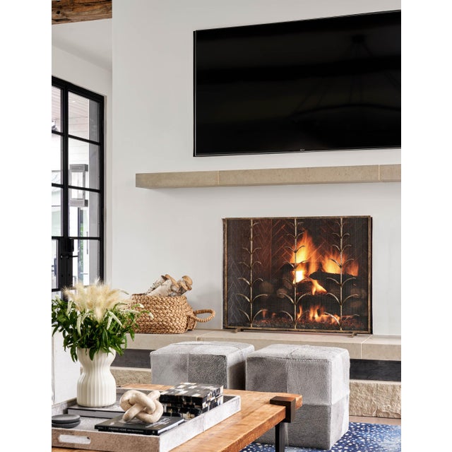 Brilliant Gold Lily Stems Fireplace Screen Iron For Sale In Dallas - Image 6 of 9