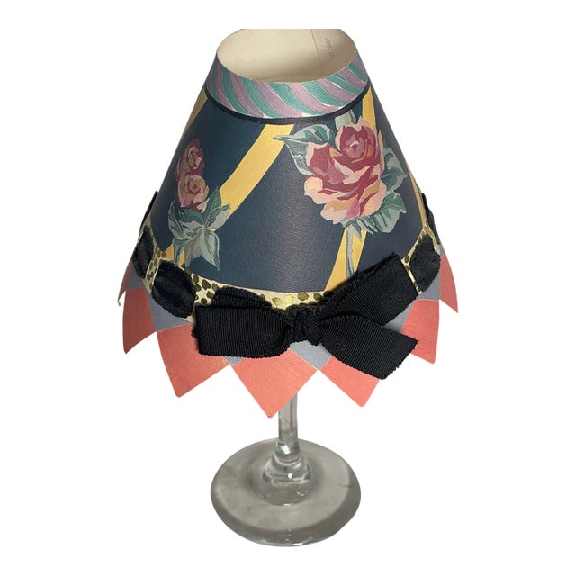 Vintage Whimsical MacKenzie and Childs Handpainted Lamp Shade in Box For Sale