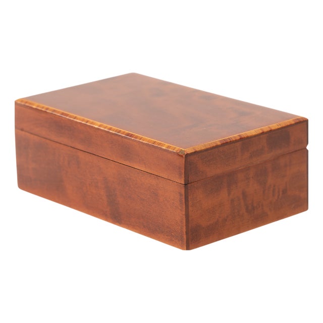 Art Deco Nut Veneer Jewelry Box with Edge Inlay, Vienna, Austria, 1920s For Sale