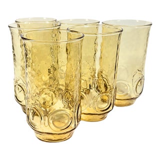 Textured Golden Tumblers- Set of 6 For Sale