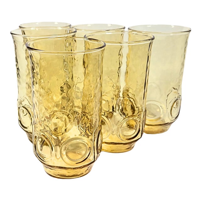 Textured Golden Tumblers- Set of 6 For Sale