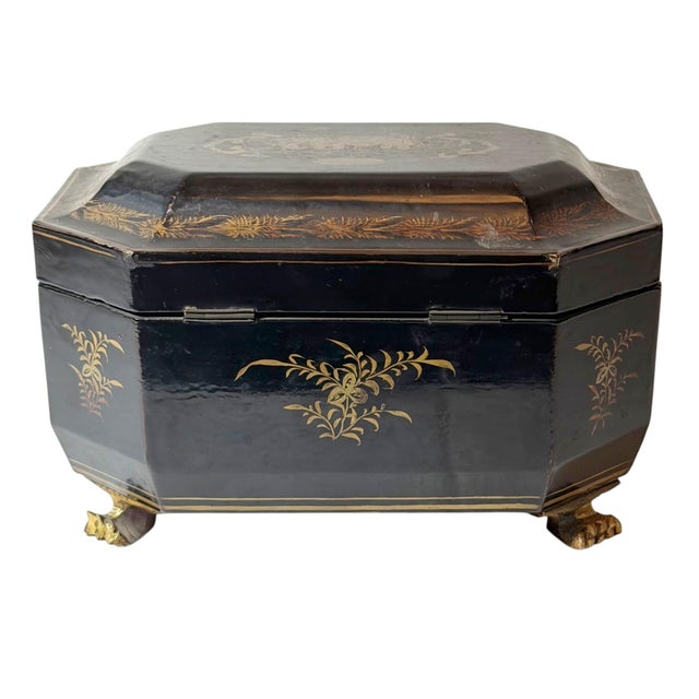 Black 19th Century Chinese Black Lacquer Tea Caddy For Sale - Image 8 of 8