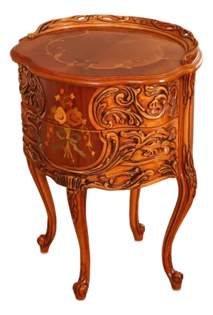 French Louis XV Style Marquetry Inlaid Nightstand