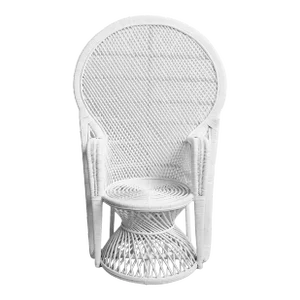 Vintage White Perindo Peacock Wicker Chair