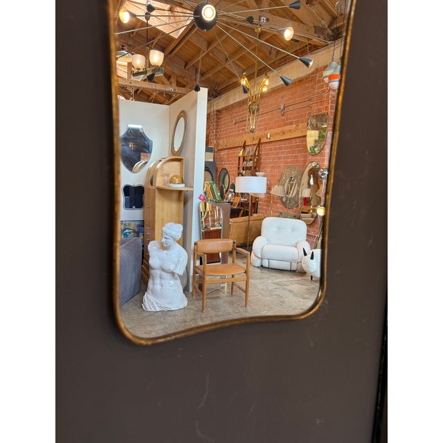 Italian Italian Freeform Brass Wall Mirror For Sale - Image 3 of 9