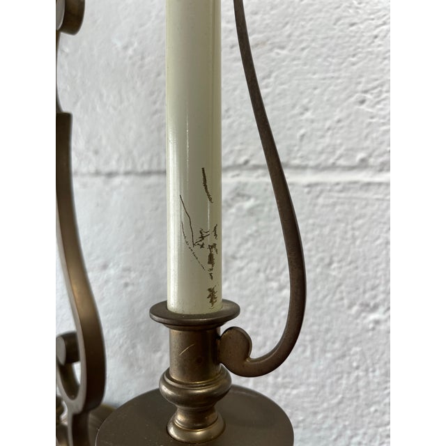 Mid 20th Century Spanish Revival Iron Wall Sconces With Tole Shades, Hollywood Regency Lighting For Sale - Image 11 of 11