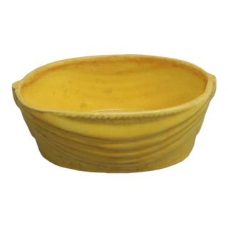 Vintage Oval Yellowware Ceramic Oval Mini Planter For Sale