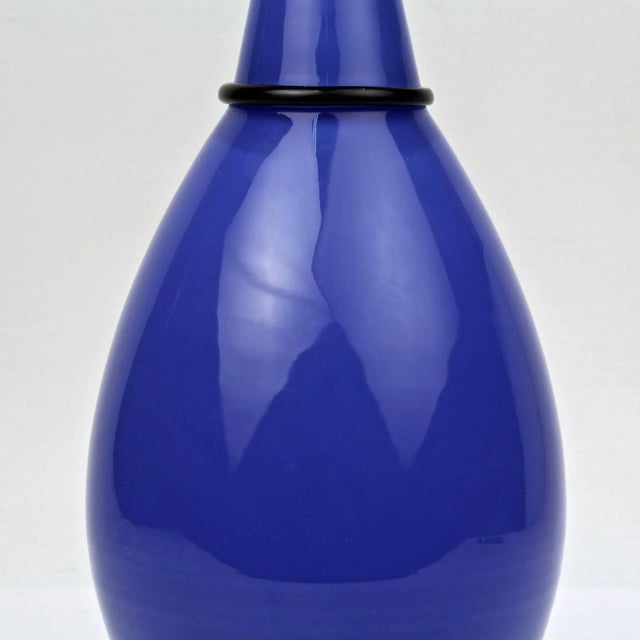 Mid-Century Modern Blue Murano Glass Vase by Tagliapietra & Angelin for Effetre International, 1985 For Sale - Image 3 of 9