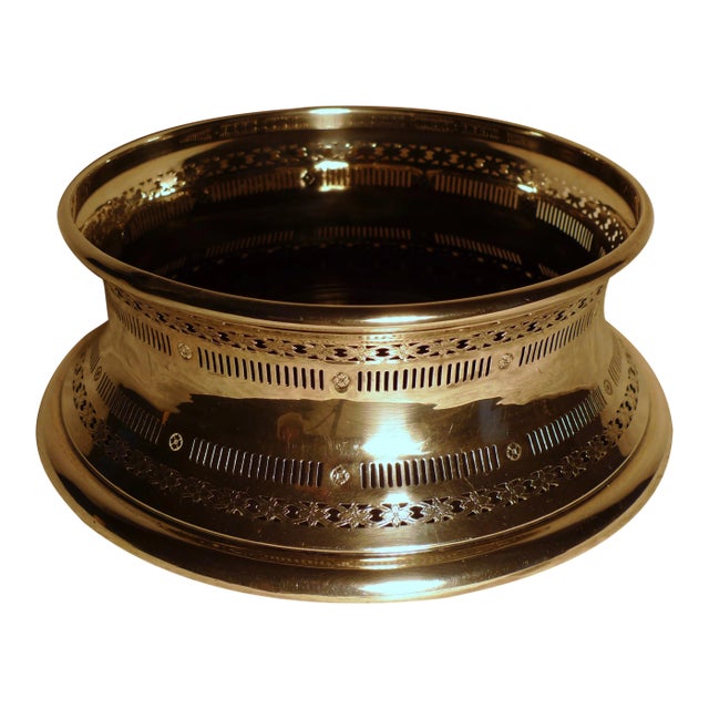 Mid 20th Century Large Towle Cutwork Sterling Silver Mahogany Wine Coaster For Sale