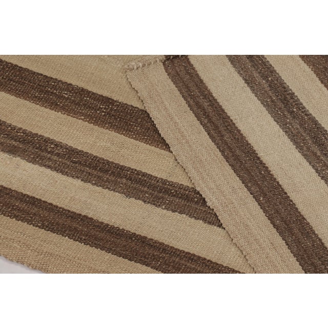 Brown Rug & Kilim's Contemporary Rez Kilim With Brown Striped Design For Sale - Image 8 of 8