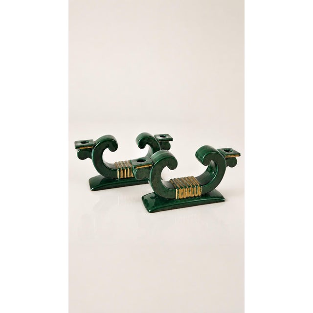 Ceramic Vintage Candlesticks in Ceramic from Saint Clément, 1960, Set of 2 For Sale - Image 7 of 7