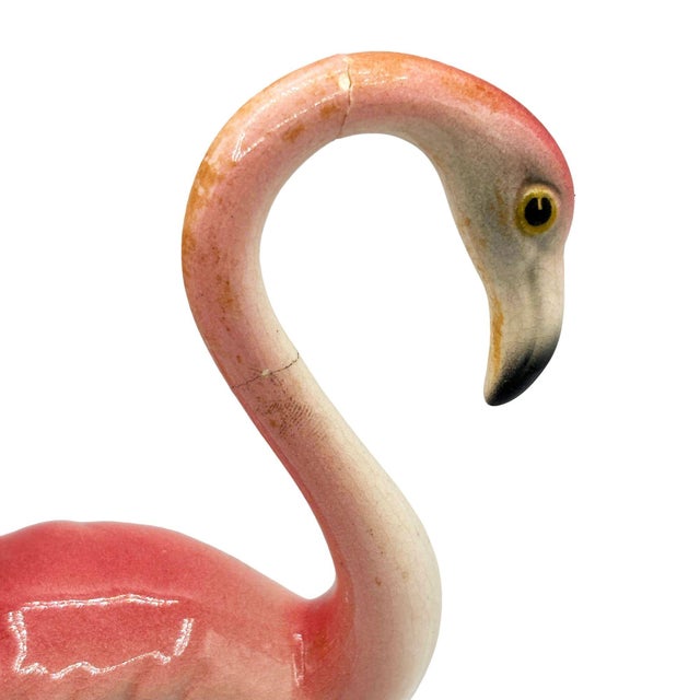 Mid 20th Century Detailed Pink Flamingo Ceramic Tabletop Sculpture Brad Keeler For Sale - Image 4 of 5