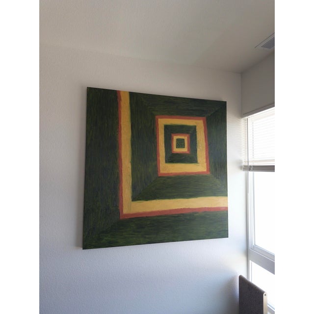 Large 48” X 48” Oil Painting Titled Hall of Good Luck by Artist Brandt Leeds For Sale In San Francisco - Image 6 of 9