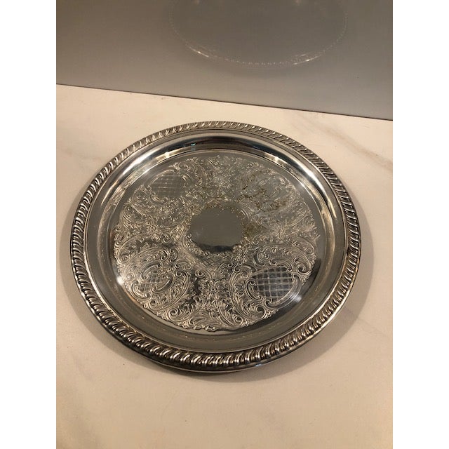 1940s 1940s Sheridan Silverplate Wine Coaster / Small Tray For Sale - Image 5 of 10