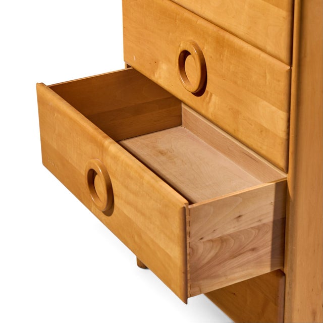 Russel Wright for Conant Ball Mid Century Maple Highboy Dresser For Sale In Chicago - Image 6 of 7