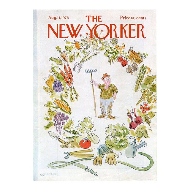 1975 Vintage New Yorker Magazine Cover, August 11, James Stevenson Cover Art, Vegetable Garden For Sale
