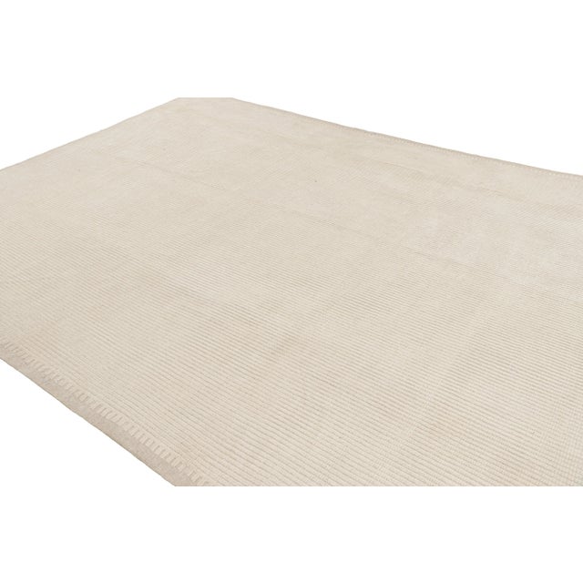 Rug & Kilim Oversized Rug & Kilim’s Modern Textural Rug in Cream White With Ribbed Stripes For Sale - Image 4 of 8