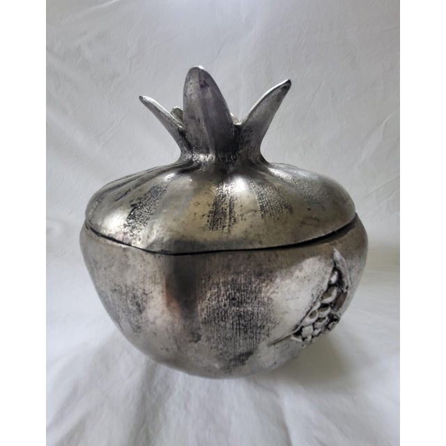 Mid-Century Italian Silvered Cast Pewter Pomegranate Ice Bucket by Mauro Manetti, 1970s For Sale - Image 6 of 6
