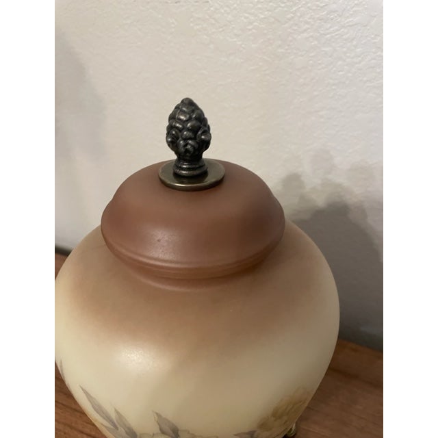 Vintage 1976 Floral Frosted Lamp Gim For Sale - Image 4 of 8