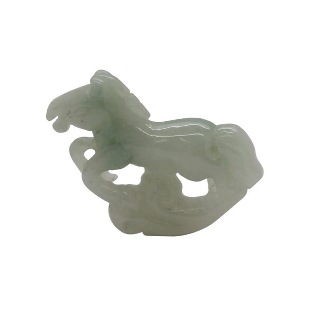 1980s Green Jade Chinese Zodiac Horse Running on Luyi Cloud Pendant For Sale - Image 5 of 5