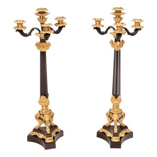 4-Light Candelabras in Gilt Bronze, France, 1870s, Set of 2 For Sale