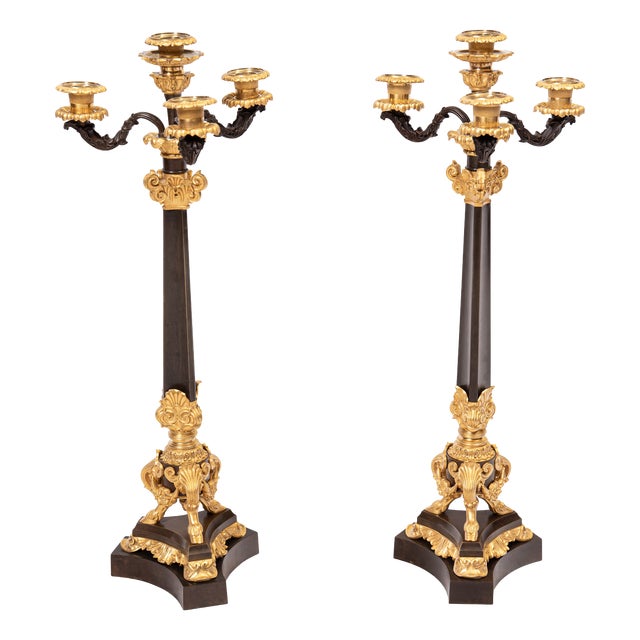 4-Light Candelabras in Gilt Bronze, France, 1870s, Set of 2 For Sale