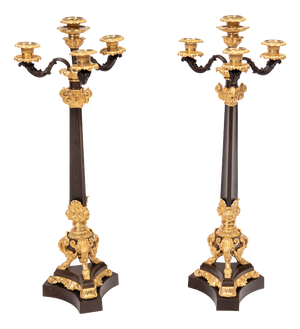 4-Light Candelabras in Gilt Bronze, France, 1870s, Set of 2