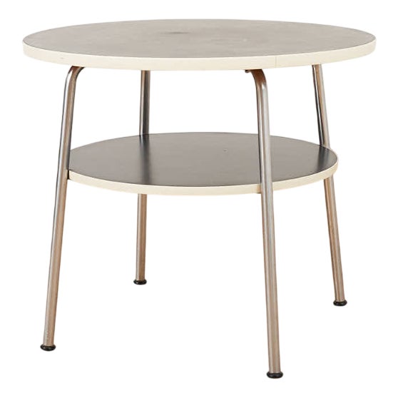 Coffee Table Model 503 with Matte Tubular Steel, Wood with Black Linoleum and Plastic Edging from Gispen, 1954 For Sale