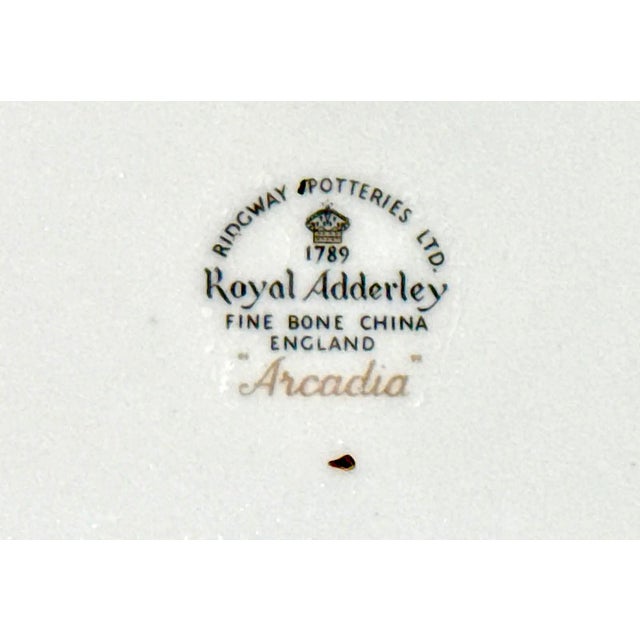 1960s S/6 Royal Adderley “Arcadia” Salad Plates – English Fine Bone China For Sale - Image 5 of 5