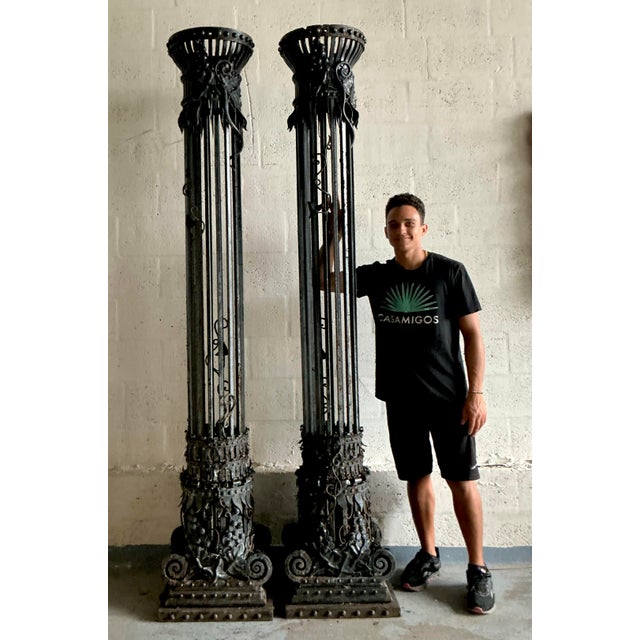 Vintage Neoclassical Wrought Iron Columns - A Pair For Sale In West Palm - Image 6 of 13