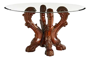Acme Furniture Dresden Dining Table Cherry Oak/Clear Glass Elegant Pedestal Base