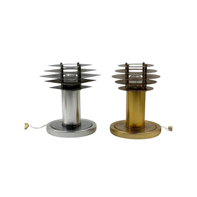 Metal Space Age Table Lamps, Italy, 1970s, Set of 2 For Sale - Image 7 of 18