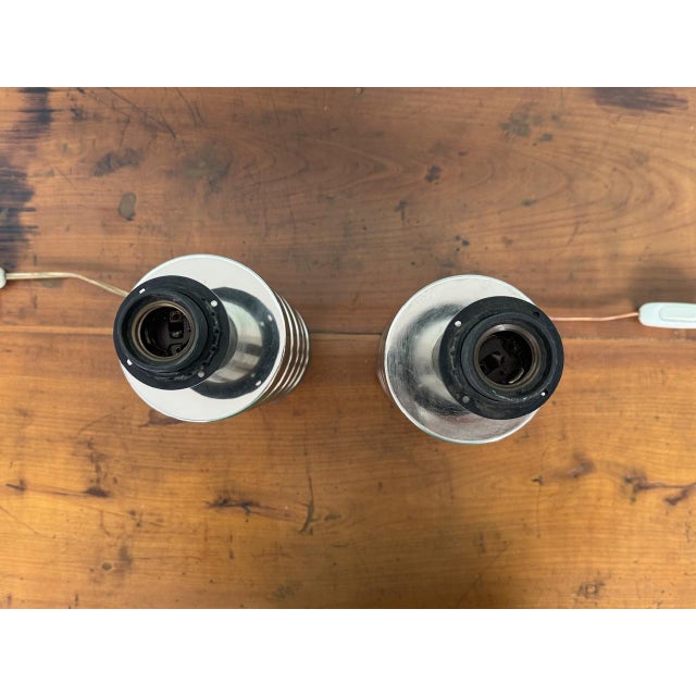 Vintage Italian Space Age Style Lamps in Chrome Steel, 1970s, Set of 2 For Sale - Image 12 of 18