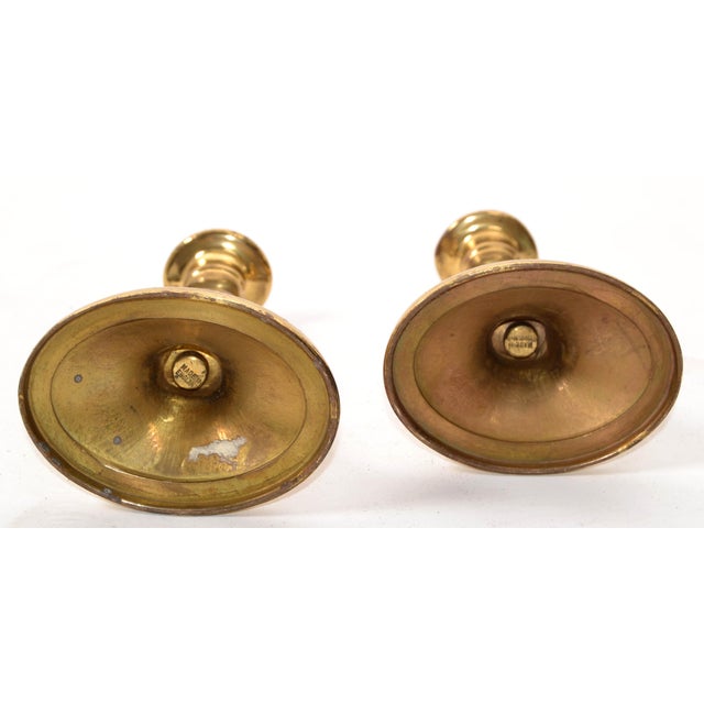 1950s English Traditional Brass Candle Holders, Pair For Sale - Image 10 of 12