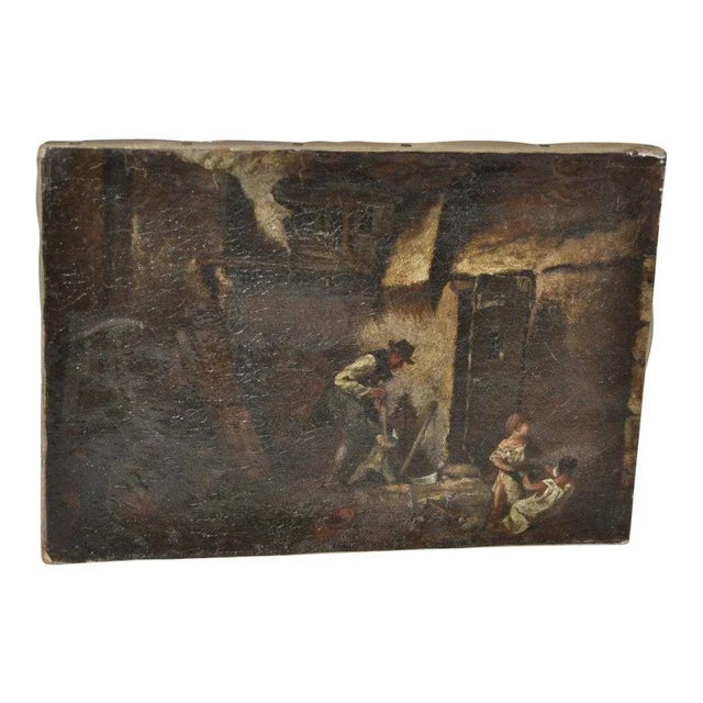 19th C. Rustic Oil on Canvas For Sale - Image 4 of 5