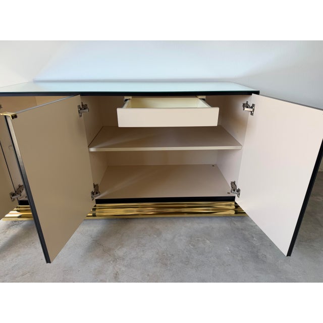 Metal 1970s Vintage Ello Furniture Mirrored Glass & Brass Sideboard For Sale - Image 7 of 15