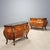 Pair of late Baroque-style chests of drawers in walnut and walnut burl. Double-jointed front and sides, three drawers, the...