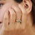 Emerald Contemporary 6 Prong Set 0.32 Ct Natural Emerald Ring and Pave Diamonds Size 7 For Sale - Image 8 of 12