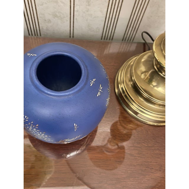 Emilia Castillo 1993 Plata Pura Cobalt Blue Porcelain & Pure Silver Overlay 6” Wildlife Vase. For Sale - Image 11 of 12
