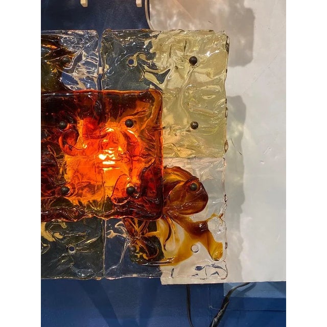 1960s Pair Venini 1970s Patchwork Glass Sconces For Sale - Image 5 of 11