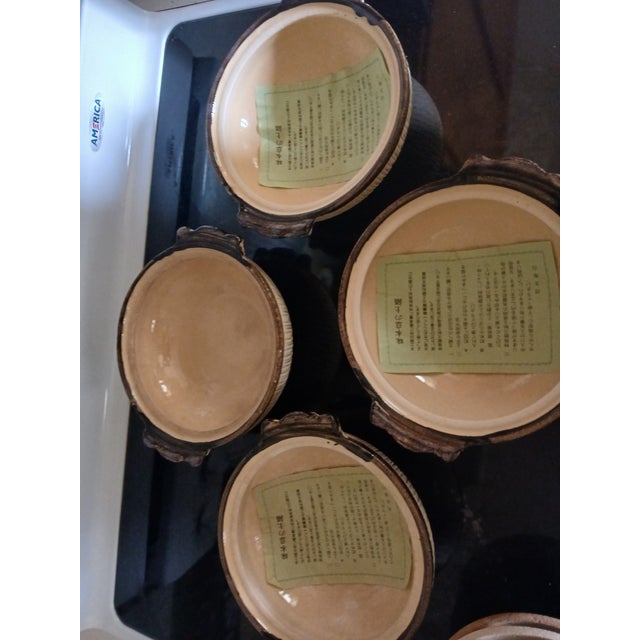 Mid-Century Modern Vintage Japanese Lidded Bowls With Spoons For Sale - Image 3 of 5