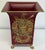Late 20th Century Vintage French Provincial Burgundy and Gold Tole Vase Cachepot Jardinere Waste Bin For Sale - Image 5 of 9