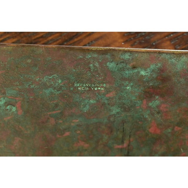 Tiffany Studios New York Grapevine Bronze Blotter Corners With Leather Desk Blotter For Sale - Image 11 of 13
