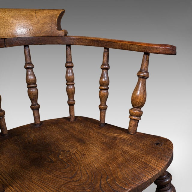 Antique Smoker's Bow Chair, English, Country House Elbow Seat, Edwardian, 1904 For Sale - Image 10 of 12